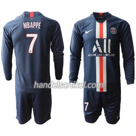 Paris Saint-Germain Mbappe 7 Kinder Heim Trikotsatz 2019/20 Langarm (+ Kurze Hosen)